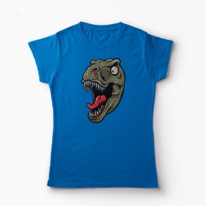 Tricou Dinozaur T-Rex Înfricoșător - Femei-Albastru Regal